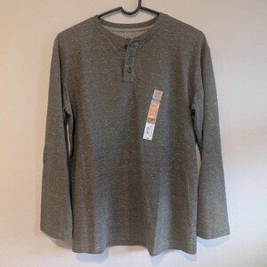 *5/$25* Boy's Olive Green Long Sleeve Henley Shirt - Size Large Husky (14/16H)